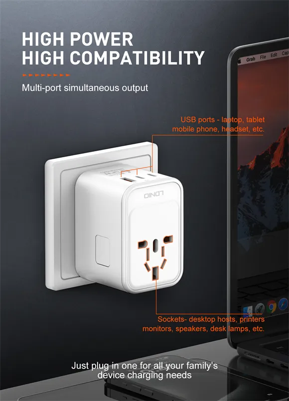 Ldnio Z6 GaN65W Universal Adapter All-In-One Adapter