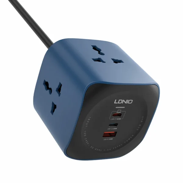 LDNIO SC3319 10A 2500W Cube Power Socket with 3AC Outlets- 65W Fast Charging Desktop Charging Station