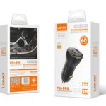 LDNIO C104 60w Dual PD Port Super Fast Charging Car Charger- Type-C Cable