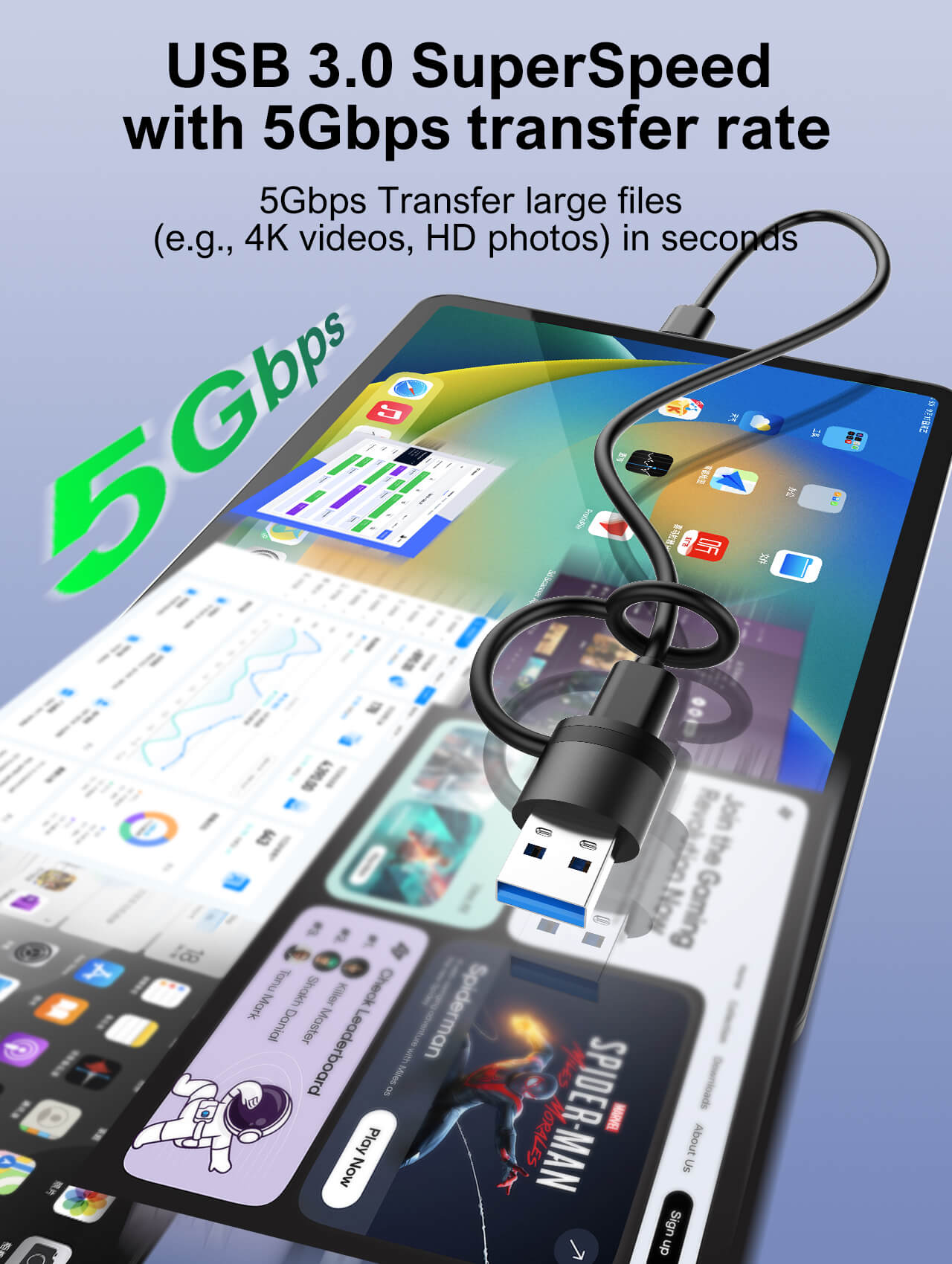 5Gbps high-speed USB 3.0 data transmission adapter