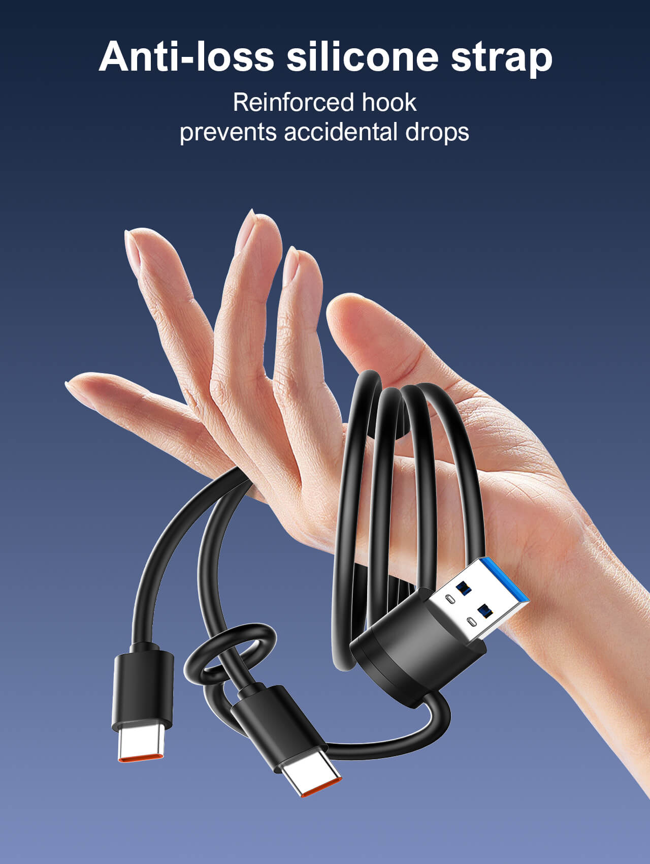 USB-C adapter with anti-loss silicone lanyard