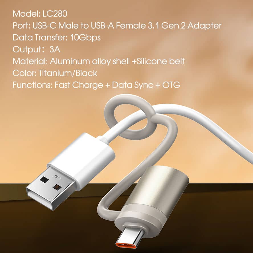 LDNIO LC280 USB Convertor Type C to USB A Supports OTG Transfer 1