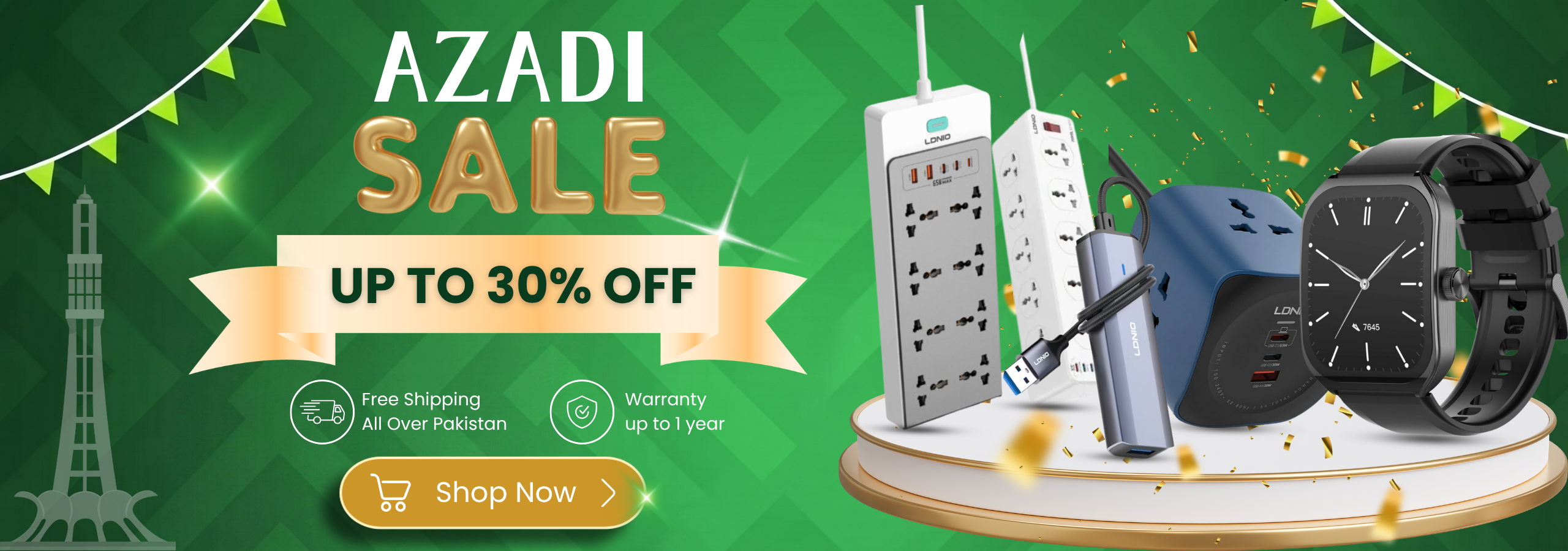 Azadi Sale Up to 30% OFF Desktop Banner